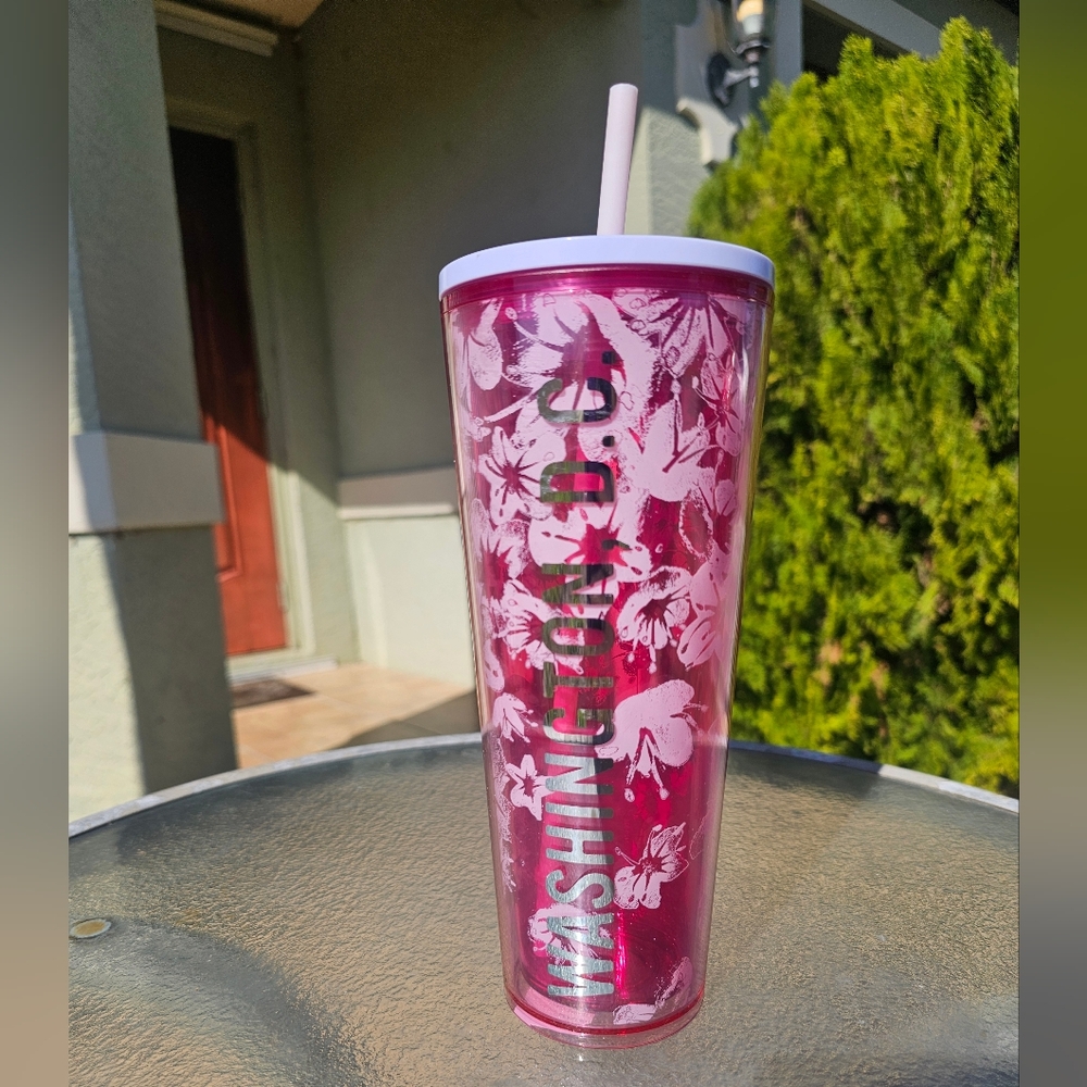 Starbucks Washington DC Cherry Blossom Blooms Floral Cold Cup Tumbler 24 oz